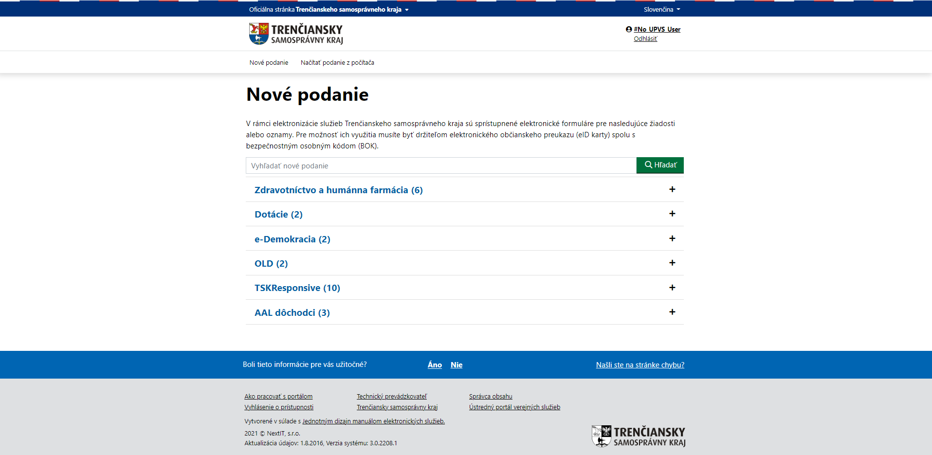 Úvodná obrazovka