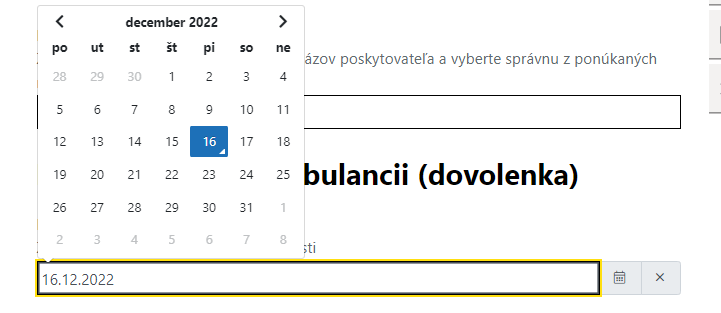 Výber dátumu z kalendára