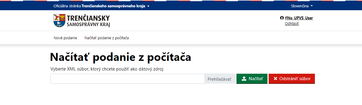 Načítanie šablóny formulára